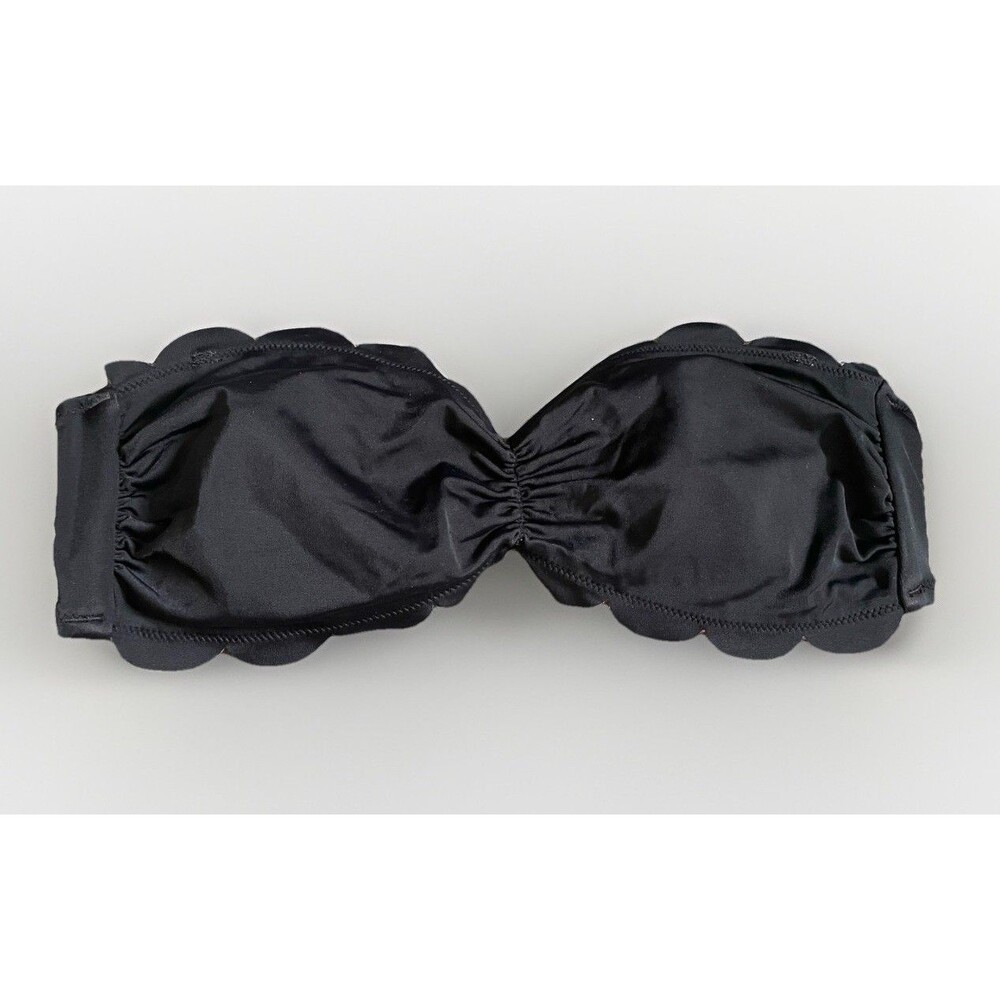 Victorias Secret Black Scalloped Edge Strapless Bikini Top Size Small